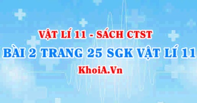 Bài 2 trang 25 SGK Vật lí 11 Chân trời sáng tạo